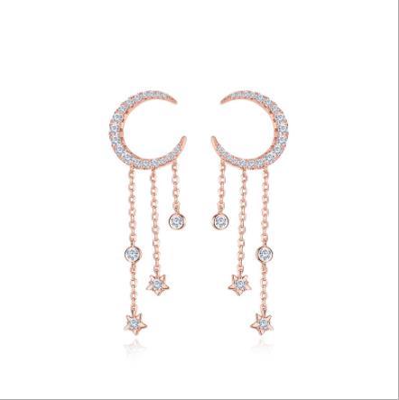 Pendientes lindos de mujer chapados en plata esterlina 925 Moon Swing