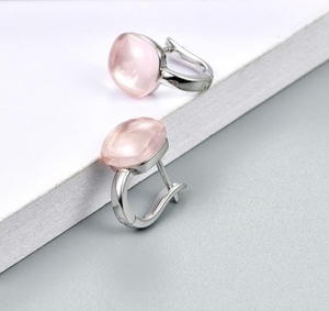 Pendientes de moda chapados en plata de ley 925 de cristal rosa claro