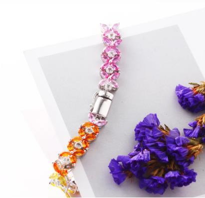 Spring New Petal Gem 925 Pulsera de moda de plata esterlina