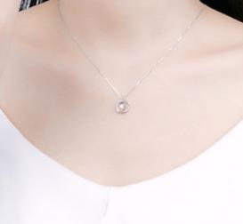 Nuevo collar de plata 925 de piedra lunar cósmica coreana nueva de moda pequeño planeta de sueño fresco