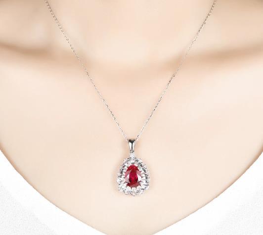 Colgante de plata esterlina con rubí rojo creado Colgante de plata con rubí rojo para mujer Colgantes de regalo