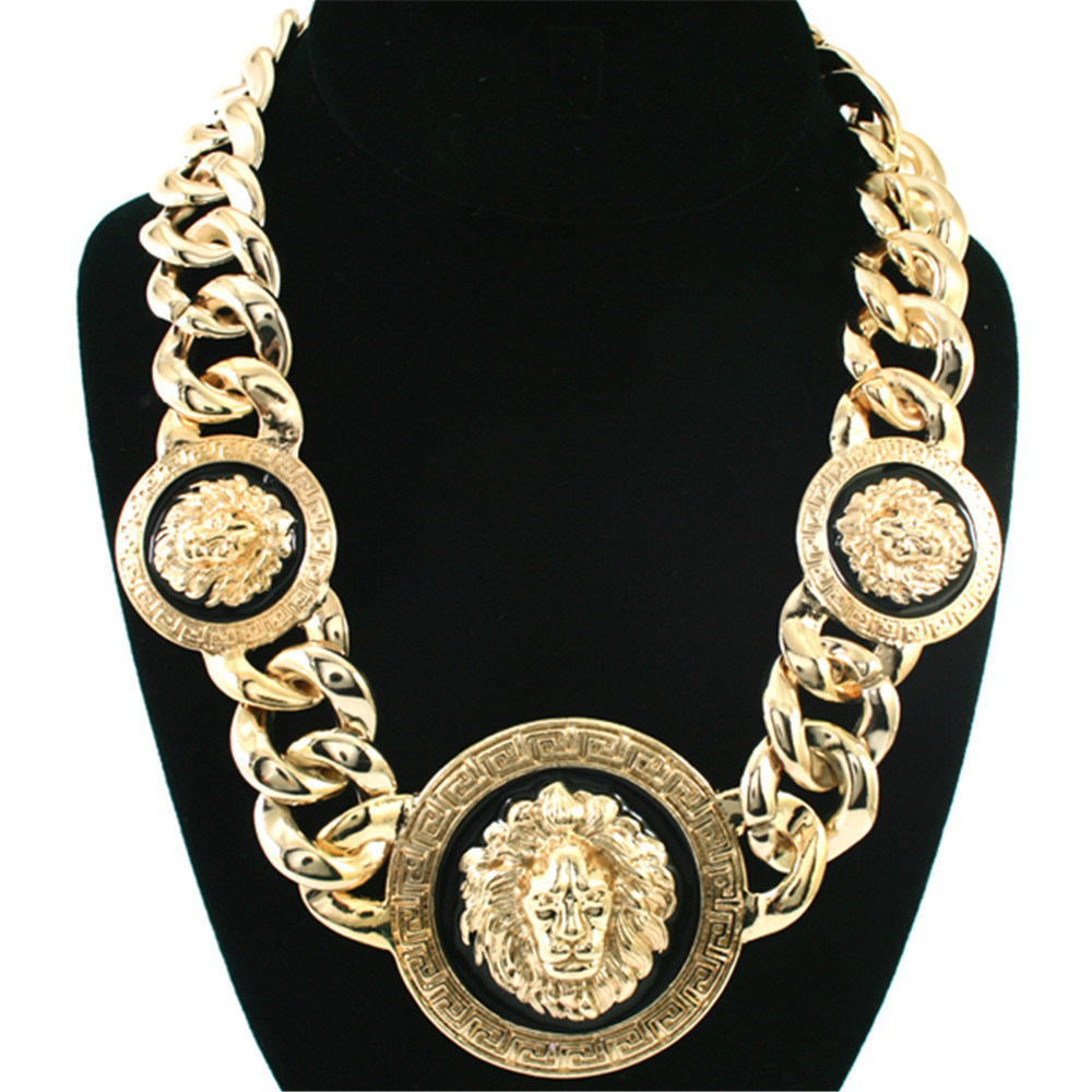 Joyería de moda Hip Hop para hombre, collar con cabeza de león, joyería colgante