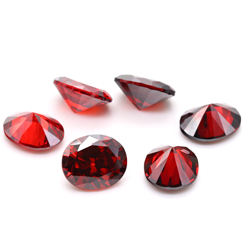 5A 3EX D VVS Zirconia cúbica ovalada roja oscura para joyería