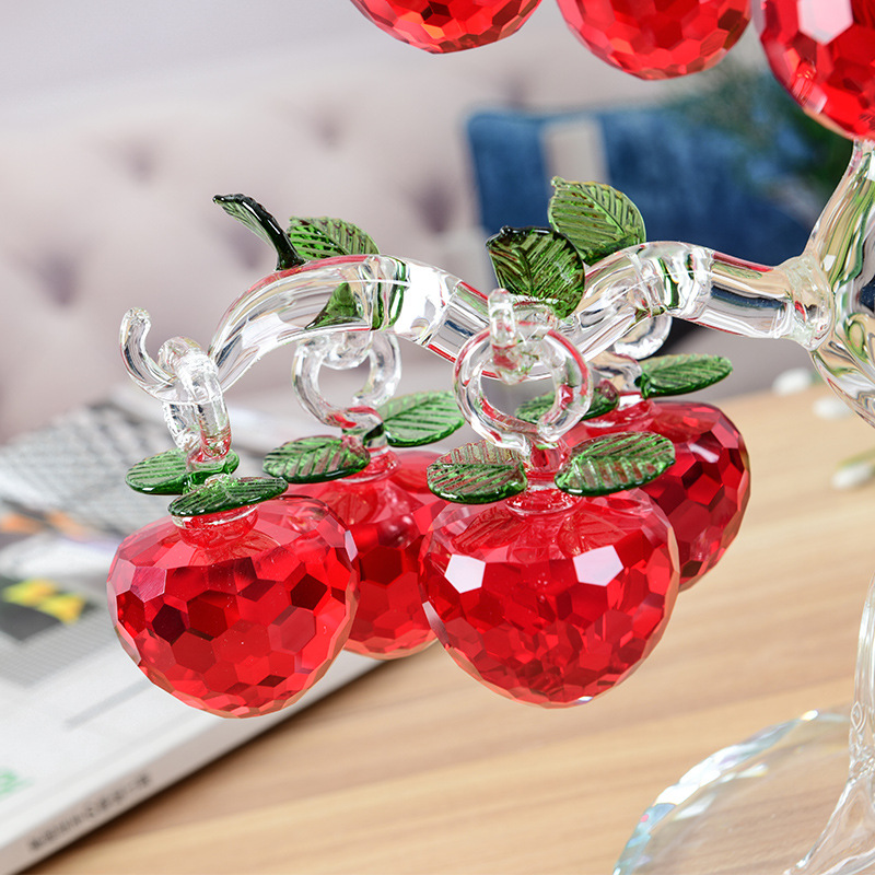 Crystal Apple Tree Red Lantern Apple White Crystal Cherry Tree Decoraciones para el salón Caja de regalo Árbol de cristal