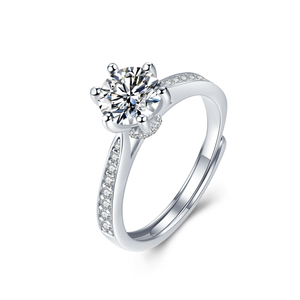 Elegante anillo de diamante Moissanite para mujer, plata de ley 925 chapada en oro blanco de 14 k