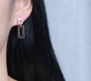 Pendientes de moda chapados en plata de ley 925 de geometría simple