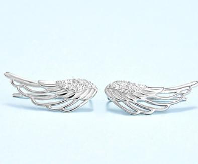 Pendientes lindos de plata esterlina 925 chapados en oro con alas de ángel