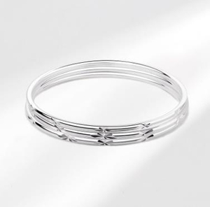 Tres pulseras combinadas, pulsera de plata maciza con incrustaciones para mujer, joyería joven