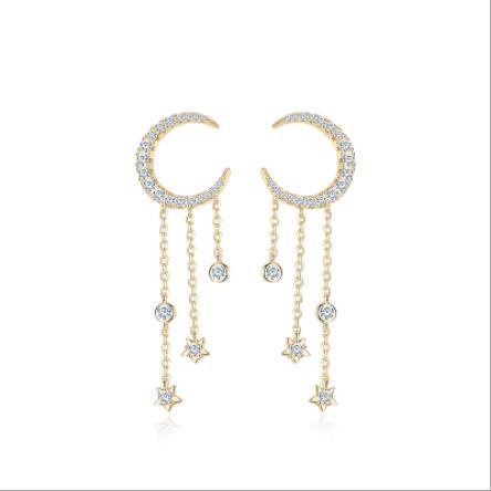 Pendientes lindos de mujer chapados en plata esterlina 925 Moon Swing