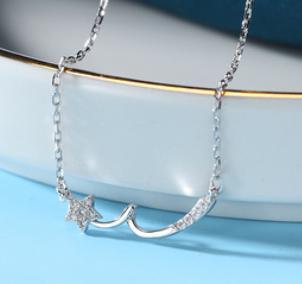 Nuevo collar femenino de cadena 925 conjunto de joyería de estrella de plata esterlina