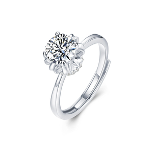 Crown Ring Support VVS Moissanite 925 Anillo de platino plateado