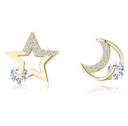 Pendientes Pop Star Moon de Plata de Ley 925 Chapada en Oro