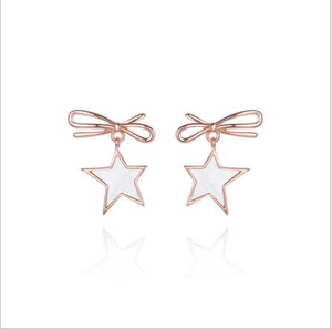 Pendientes lindos de mujer chapados en plata de ley 925 Bow Star