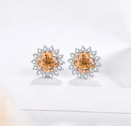 Pendientes de mujer de plata esterlina 925 chapados en oro Shining Little Sun