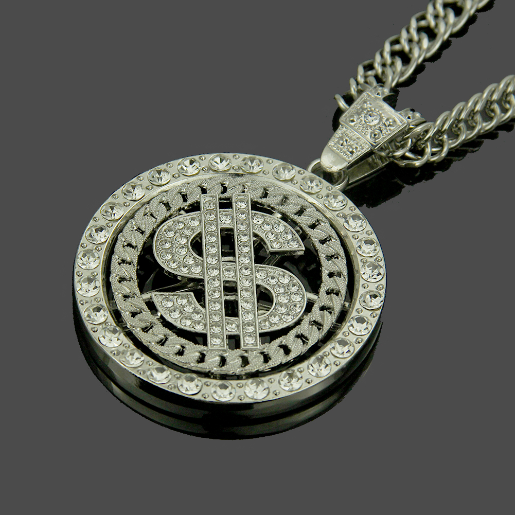 Colgante de collar de dólar giratorio de hip hop