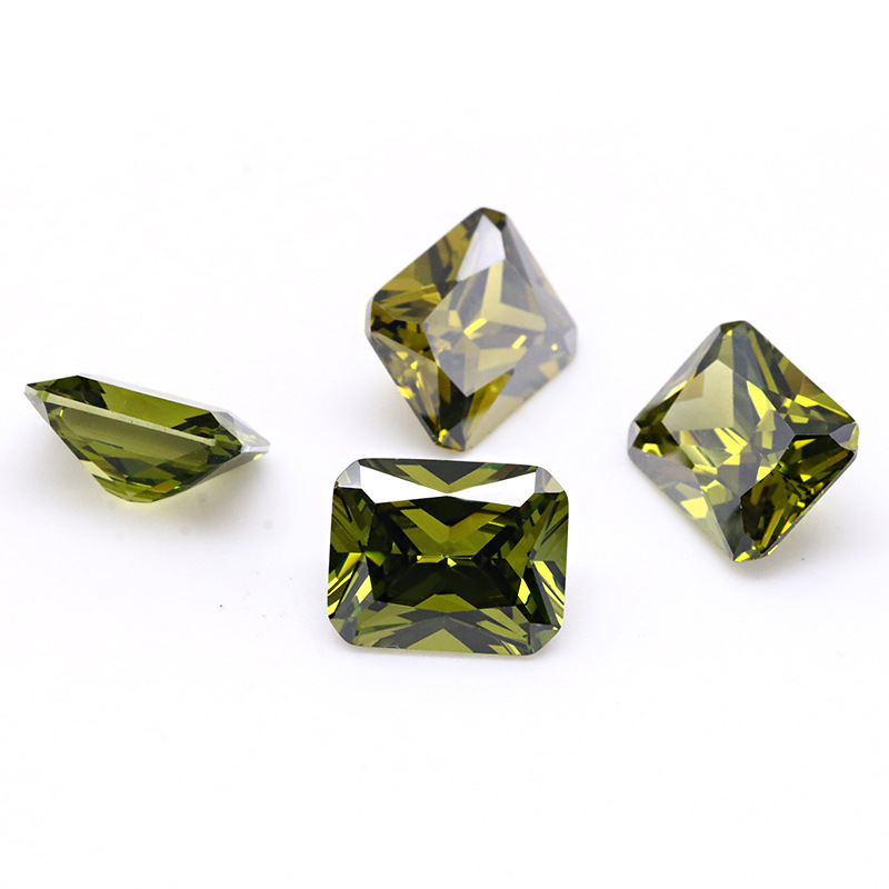 Olive 3A Crystal Gem Factory Venta al por mayor Rectángulo Cubic Zircon