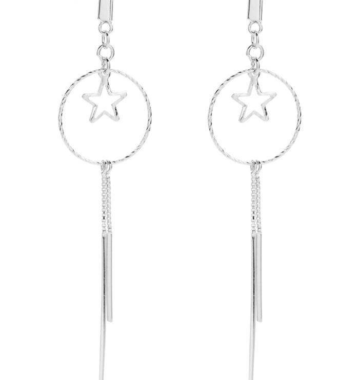 Pendientes Elegantes De Plata De Ley 925 Con Baño De Oro Star Cradle