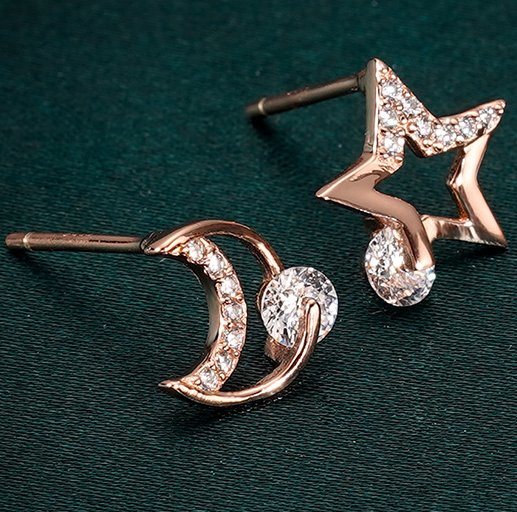 Pendientes Pop Star Moon de Plata de Ley 925 Chapada en Oro