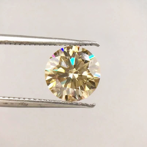 Moissanite de corte brillante redondo DEF de alta calidad amarillo de 14,0-15,0 mm para la fabricación de joyas