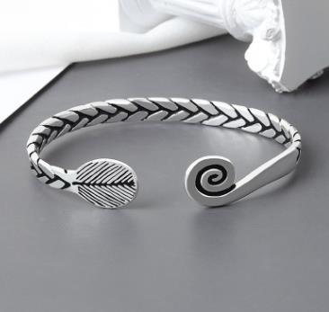 Pulsera de personalidad abierta de plata tailandesa antigua