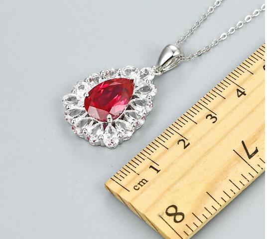 Colgante de plata esterlina con rubí rojo creado Colgante de plata con rubí rojo para mujer Colgantes de regalo