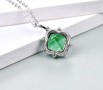 Colgante de cristal verde, joyería de plata de ley 925 de alta calidad, regalo para el día de la madre