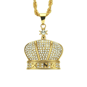 Colgante de collar de tendencia hip hop de la corona