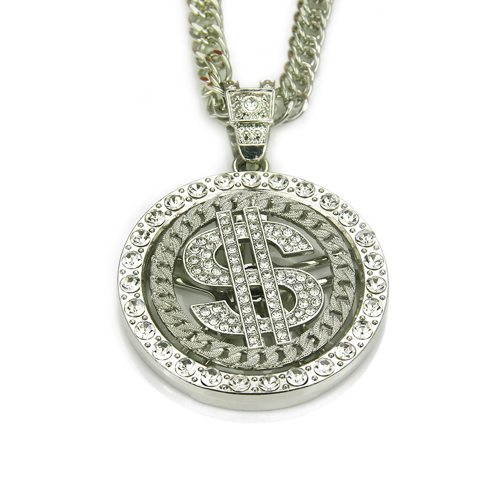 Colgante de collar de dólar giratorio de hip hop