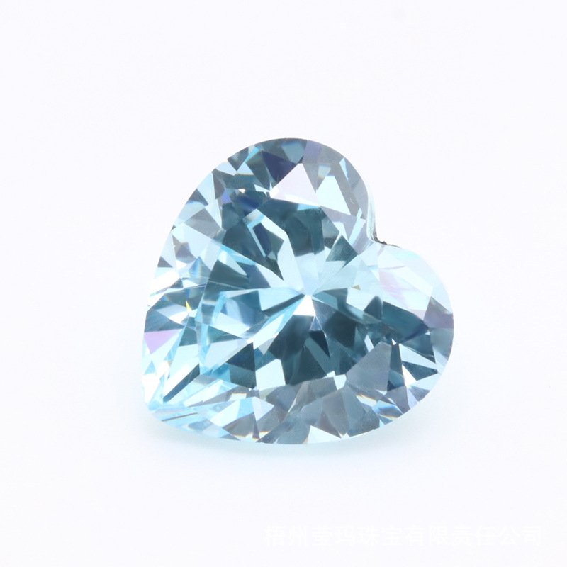 Venta al por mayor de fábrica 3A Blue Heart Cut Cubic Zirconia