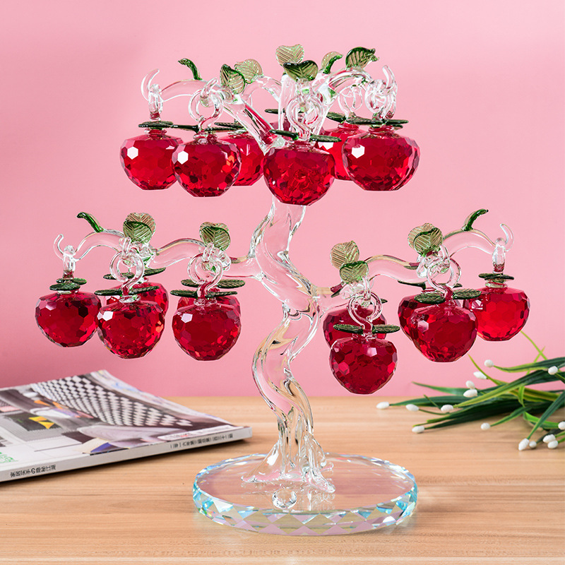 Crystal Apple Tree Red Lantern Apple White Crystal Cherry Tree Decoraciones para el salón Caja de regalo Árbol de cristal