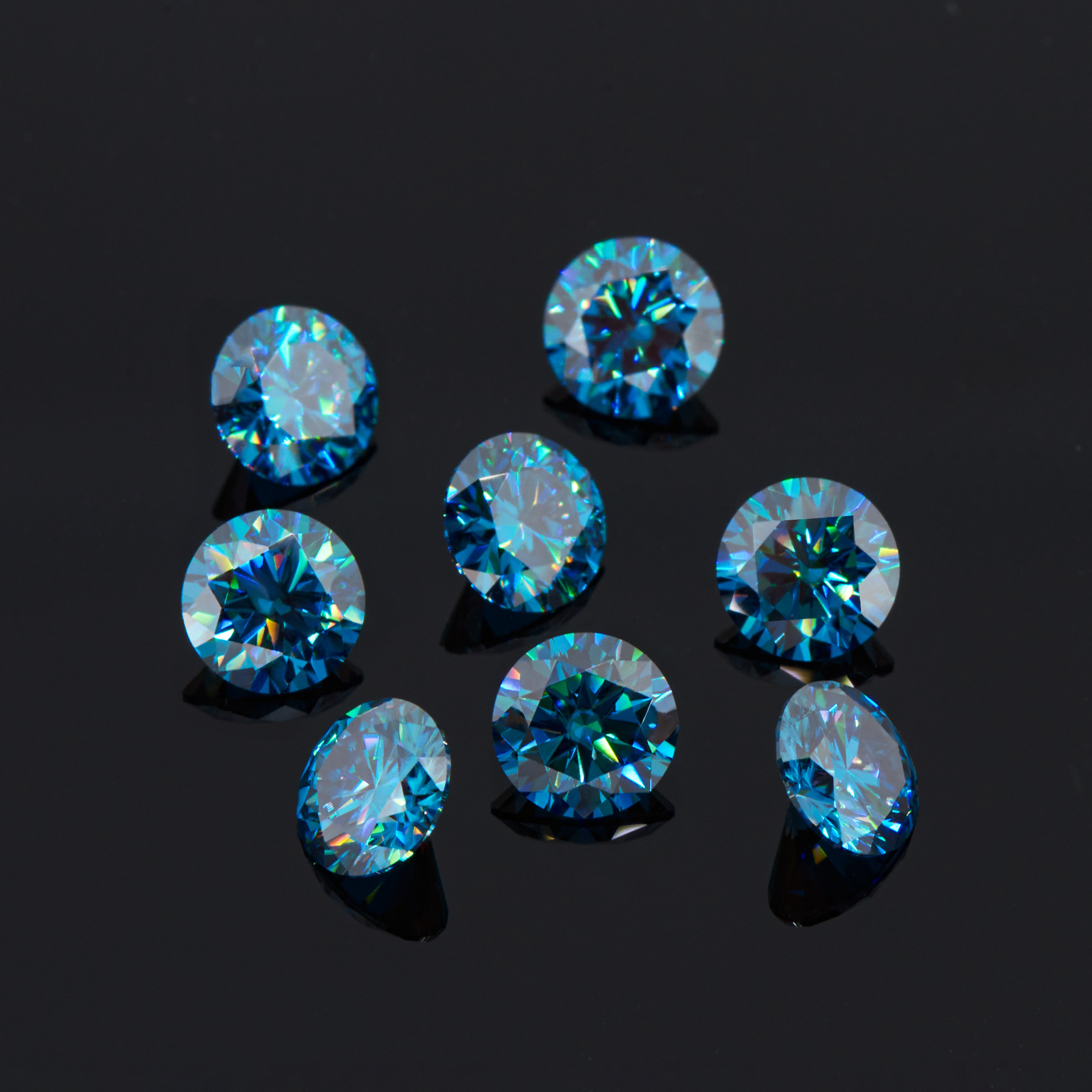 Moissanite azul de corte brillante redondo DEF de alta calidad de 5,0-6,0 mm para la fabricación de joyas