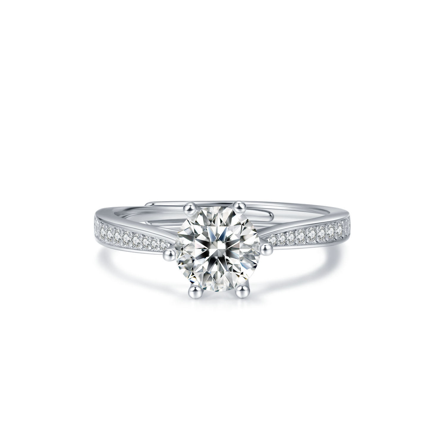 Exquisito Anillo Moissanite de Plata de Ley 925 Chapado en Oro Blanco de 14k