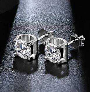 Pendientes de plata 925 con diamantes, joyería de boda, pendientes para mujer, plata de ley 925, moissanita redonda