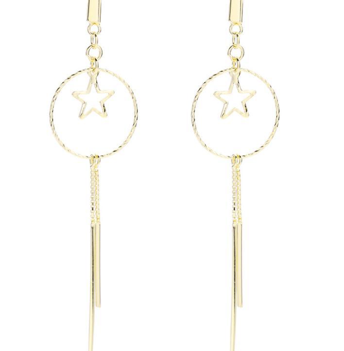 Pendientes Elegantes De Plata De Ley 925 Con Baño De Oro Star Cradle