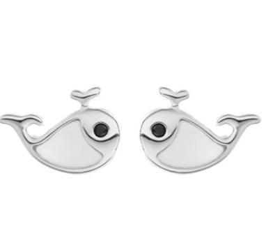 Pendientes de ballena chapados en plata de ley 925 de la serie Marine Life