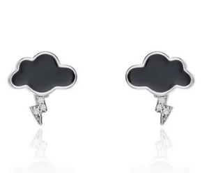 Pendientes Little Dark Clouds de plata de ley 925 chapada en oro Weather Series