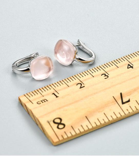 Pendientes de moda chapados en plata de ley 925 de cristal rosa claro