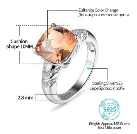 Anillo de mujer de plata esterlina zultanita turca con cambio de Color de zultanita-S925 joyería fina