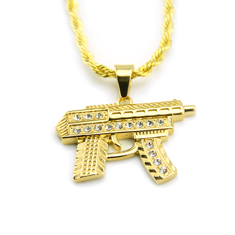 Colgante de collar de subfusil de hip hop