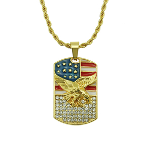 Colgante de cristal con incrustaciones de collar de águila americana de hip hop