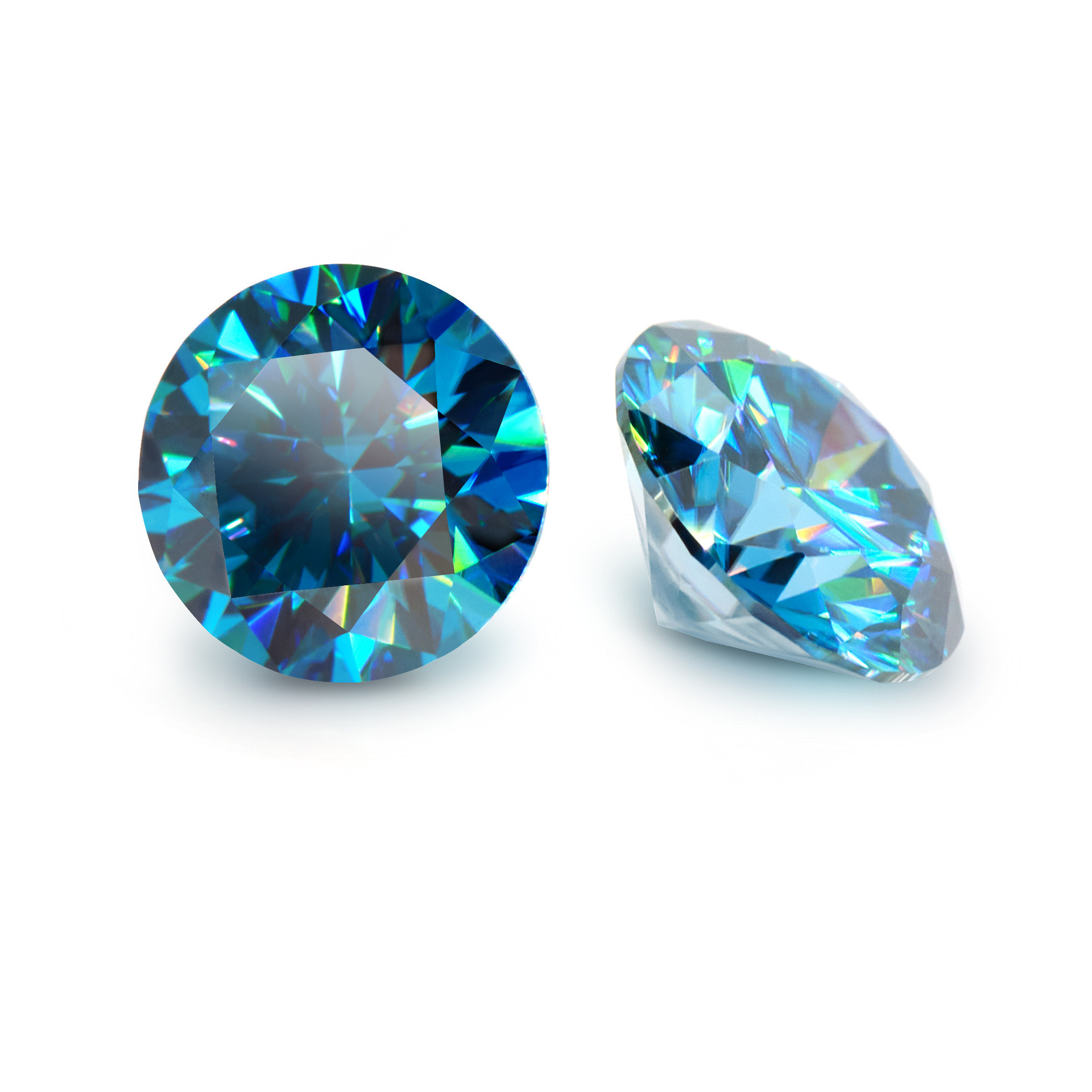 Moissanite azul de corte brillante redondo DEF de alta calidad de 5,0-6,0 mm para la fabricación de joyas