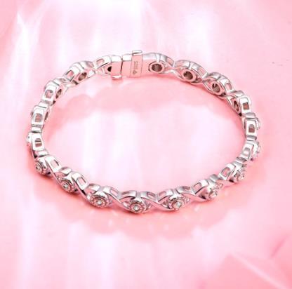 Pulsera de tenis de plata de ley 925 de 18 quilates con piedra Mosan para mujer