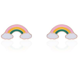 Hermosos aretes lindos chapados en oro de plata esterlina 925 Rainbow