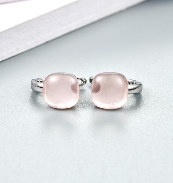 Pendientes de moda chapados en plata de ley 925 de cristal rosa claro