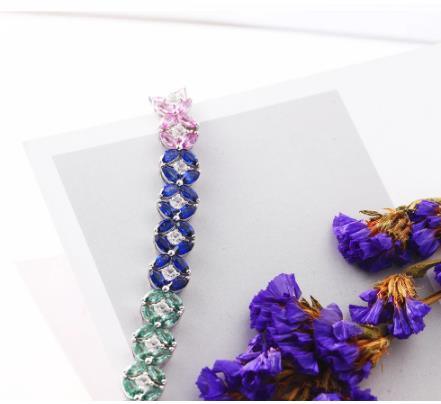 Spring New Petal Gem 925 Pulsera de moda de plata esterlina