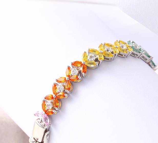 Spring New Petal Gem 925 Pulsera de moda de plata esterlina