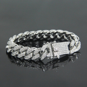 Moda Hip Hop Jewelry 12 mm de espesor Micro Shop Shiny Zircon Cuban Men's Bracelet