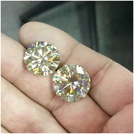 Moissanite de corte brillante redondo DEF de alta calidad amarillo de 0,8-3,0 mm para la fabricación de joyas