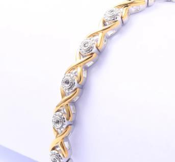 Pulsera de plata de ley con diamantes naturales joyas amarillas chapadas en oro