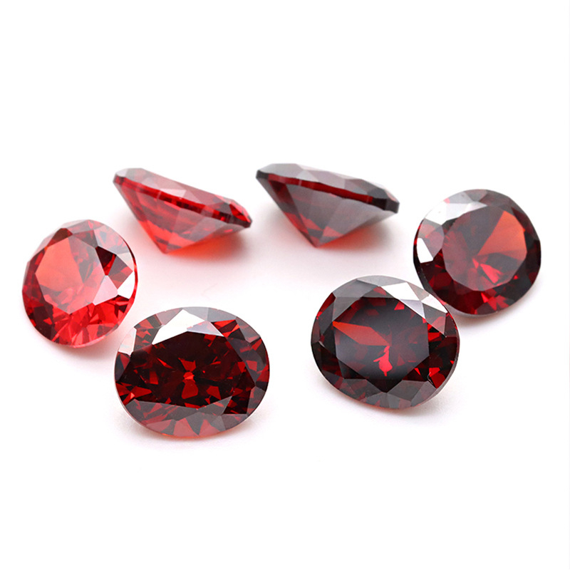 5A 3EX D VVS Zirconia cúbica ovalada roja oscura para joyería